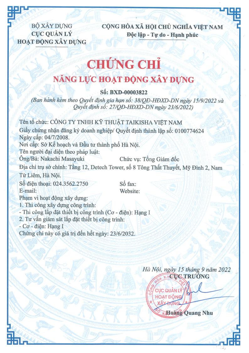 Chứng chỉ năng lực hoạt động xây dựng 2022 (Mới)