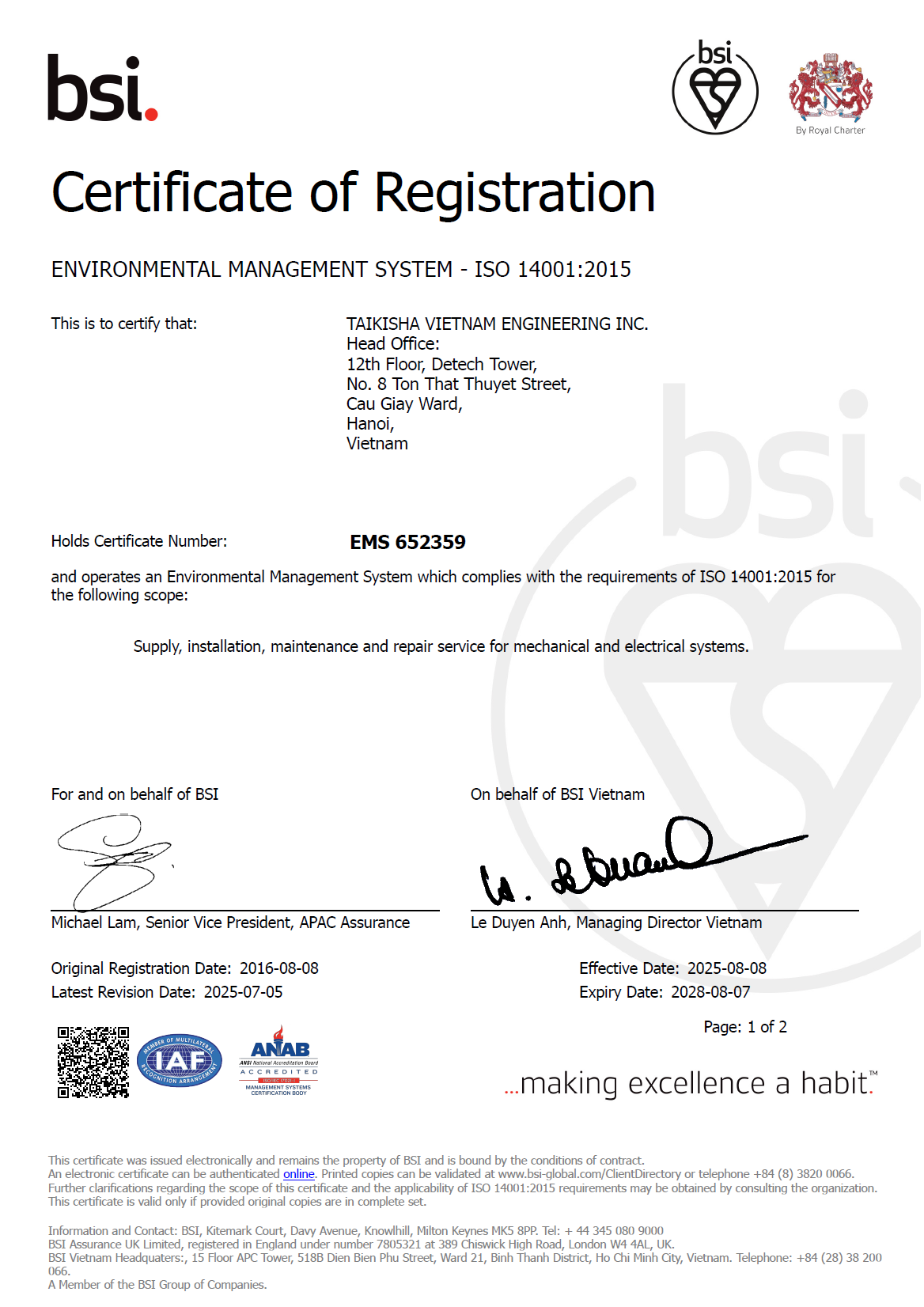Chứng nhận ISO 14001:2015