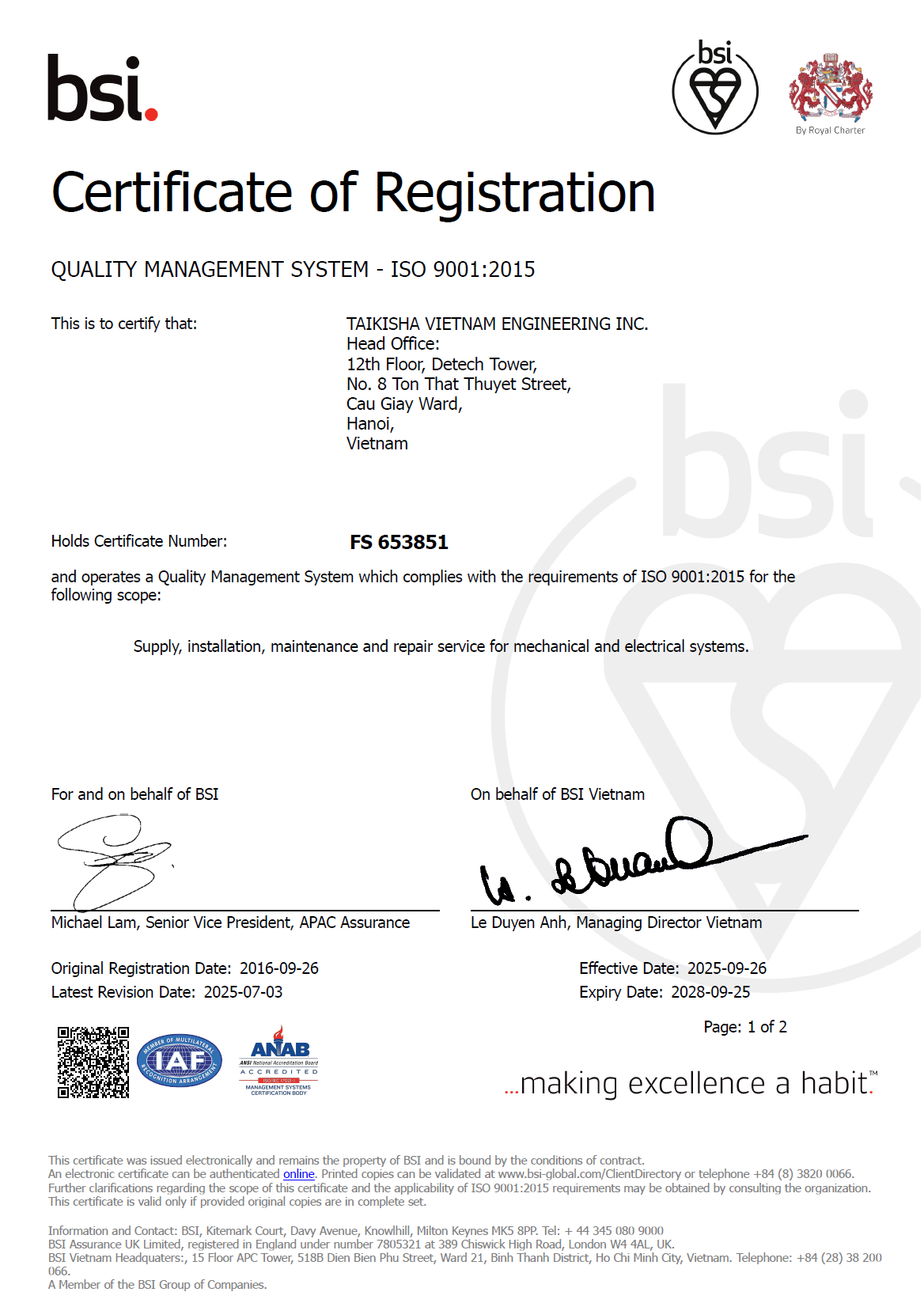 Chứng nhận ISO 9001:2015
